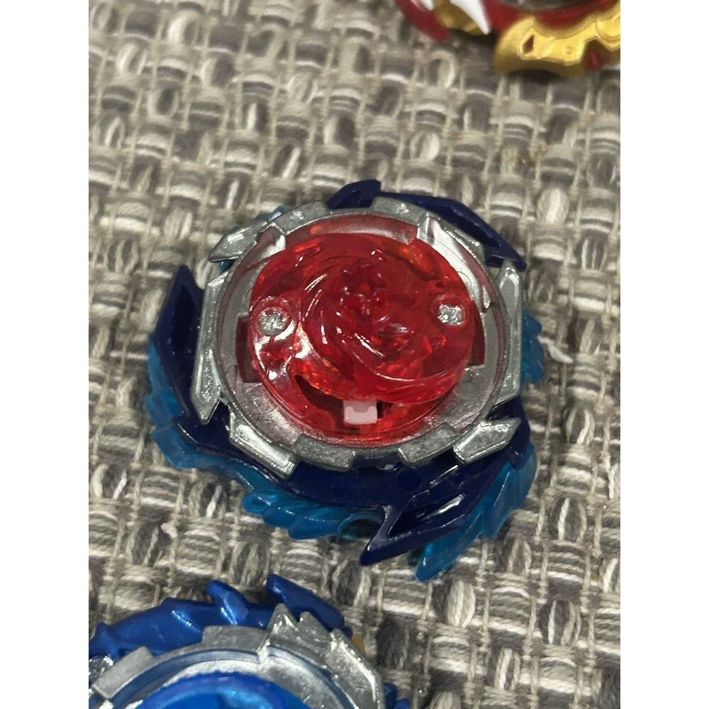 Beyblade Lot And 2 Launchers 2 Rip Cords 4 Blades Stickers Blue Tray Takara Tony